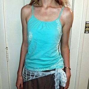 Turquoise Cheetah Print Spaghetti Strap Tank Top